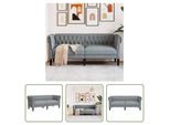 The Living Store Divano Chesterfield 2 Posti In Tessuto Grigio Chiaro
