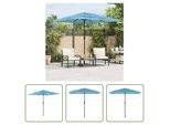 The Living Store Ombrellone Con Palo In Acciaio Blu 248X248X248 Cm