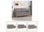 The Living Store Divano A 2 Posti Con Cuscini Decorativi In Tessuto Taupe 140 Cm