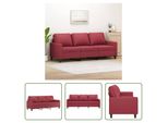The Living Store Divano 3 Posti Rosso Vino 180 Cm In Pelle Finta