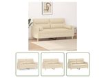The Living Store Divano A 2 Posti Con Cuscini Decorativi Crema 140 Cm In Tessuto