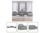 The Living Store Set Divano 3 Pezzi Con Cuscini In Tessuto Grigio Chiaro