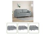 The Living Store Divano A 2 Posti Con Cuscini Decorativi In Tessuto Grigio Chiaro 140 Cm