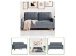 The Living Store Divano A 2 Posti In Velluto Grigio Scuro 140 Cm