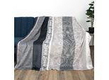 Coperta Coccolosa Xxl (130X170Cm) - Ornamento Grigio Chiaro - Coperta Soffice Coperta In Microfibra - Jacquard, Grande Coperta Morbida Da Vivere Per Coccolare Coperta Di Flanella