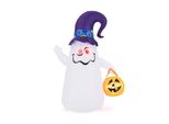 Costway 180CM Decorazione Di Halloween All'aperto, Fantasma Gonfiabile Di Halloween Del Led Con La Zucca, Fantasma Spaventoso Della Decorazione Per La Festa Del Giardino Del Prato Della Casa, Autogonfiante
