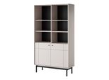 Libreria: Due Ante, Dieci Ripiani, Colore: Cashmere, Gambe In Legno: Nero, Dimensioni Del Mobile: L: 103,5 Cm, A: 184,6 Cm, P: 39 Cm