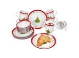 Set Da Colazione 18 Pezzi Sogno Di Natale In Porcellana 6 Pers. Piatti Tazze Portauovo