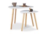 Relaxdays 10020988_0 Relaxdays Beistelltische-Set Holz Weiß