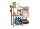 Relaxdays Mensola Da Bagno Con Cesto Portabiancheria Con 4 Ripiani