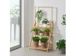 Scala Per Piante BräNdö 3 Livelli 144 X 70 X 39,5 Cm Scala Per Fiori Supporto Per Fiori Scaffale Per Fiori Con 3 Livelli Per Interni Autoportante Bambù Naturale