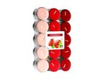 Bispol Candele Profumate Tea Lights Aura 30 Pezzi Rosso Fragola 4H Di Durata Di Combustione