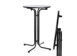 Tavolo Bistrot Pieghevole Toboli In Nero Ø80Cm Tavolo Bar Rotondo Tavolo Pieghevole Da Interno/Esterno Alto 110Cm