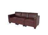 Modular 3-Sitzer Sofa Couch Moncalieri, Kunstleder ~ Rot-Braun