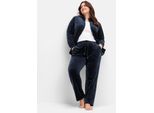 Nicki-Hausanzug aus Jacke und Hose, nachtblau, Gr.40/42