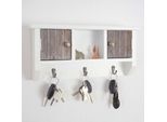 Tastiera HWC-A48, Cassetta Portachiavi Con Ante, Legno Massiccio Certificato Mvg ~ Marrone Shabby-Bianco