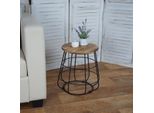 Tavolino HWC-A80, Tavolino Da Salotto, Design Industriale In Vero Legno Mvg Ø35Cm