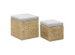 Set Di Pouf 2 Pezzi In Seagrass Grigio