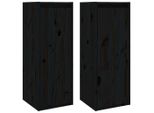 Vidaxl WandschräNke 2 Stk. Schwarz 30X30X80 Cm Massivholz Kiefer