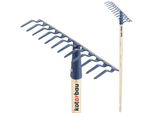 Kotarbau® Rastrello Da Giardino A 12 Denti Con Manico In Legno Attrezzo Da Giardino Per Spazzare Foglie Erba Livellare Il Terreno