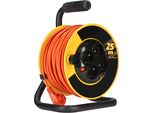 Kotarbau® Avvolgitore Per Cavi Di Prolunga 25M 3X1 Piccolo Avvolgitore Con Protezione Termica 4 Volte Messa A Terra Supporto In Metallo Utile Per Ogni Casa, Immobile, Officina, Cantiere O Appartamento