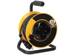 Kotarbau® Cavo Di Prolunga Piccolo 3X1.Mm2 15 M Con Tamburo E Interruttore Termico 4 Volte Collegato A Terra Con Cavo In Gomma Supporto In Acciaio L'attrezzatura Perfetta Per La Vostra Cantina