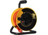 Kotarbau® Avvolgitore Per Cavi Di Prolunga 10M 3X1 Piccolo Avvolgitore Con Protezione Termica 4 Volte Messa A Terra Supporto In Metallo Utile Per Ogni Casa, Immobile, Officina, Cantiere O Appartamento