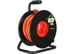 Kotarbau® Cavo Di Prolunga - Stromme 35M 3X1 H05VV-F Cestello Di Grandi Dimensioni Con Protezione Termica Messa A Terra A 4 Pieghe Supporto In Metallo Utile Per Qualsiasi Casa, Immobile, Officina, Cantiere O Appartamento