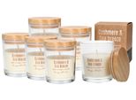 Kotarbau® Set Di 6 Candele Di Cera Di Soia Profumate In Vetro Con Coperchio In Legno Cashmere&Sea Breeze