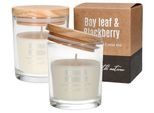 Kotarbau® Set Di 2 Candele In Cera Di Soia Profumate In Barattolo Con Coperchio In Legno Bay Leaf&Blackberry