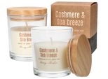 Kotarbau® Set Di 2 Candele Di Cera Di Soia Profumate In Vetro Con Coperchio In Legno Cashmere&Sea Breeze