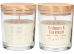 Kotarbau® Set Di 2 Candele In Cera Di Soia Profumate In Barattolo Con Coperchio In Legno Candela Bay Leaf&Blackberry Cashmere&Sea Breeze