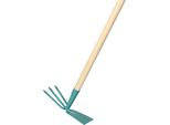 Kotarbau® Doppia Zappa A 3 Rebbi Per Giardinaggio 136 Cm Con Manico In Legno