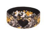 Piscina Di Palline Con Palline | Piscina Di Palline Per Bambini 98X30Cm | Colore: Nero Con Fiori | 300 Pezzi ∅ 7Cm Palline Dorate Per Piscina Di Palline.