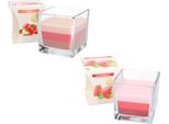Kotarbau® Set Di 2 Candele Profumate A 2 Stoppini In Barattolo Cannella-Mela + Fragola Candela A Due Stoppini Tricolore Idea Regalo Candele Decorative Per Aromaterapia Durata Di Combustione Fino A 32 Ore