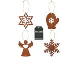 Kotarbau® Set Di 4 Decorazioni Natalizie Appese In Ecorost 10Cm Stella Angelo Guanto Neve Bianco Natale Baubles Albero Di Natale Baubles Ruggine Figure Natale