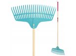 Rastrello Kadax, Rastrello Per Foglie In Plastica Da Donna, Rastrello Con Manico Lungo In Legno