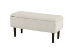 Homcom Panca Con Contenitore, Panca Da Letto, Panca Imbottita Con Coperchio A Cerniera, Effetto Velluto, Panca A Cassettone, Per Soggiorno, Camera Da Letto, Crema, 95 X 38 X 45 Cm