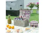 Cestino Da Picnic 'Folldal' Completo Di Borsa Isolante Per 2 Persone Vimini 40 X 28 X 25 Cm Viola / Beige