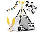 Tenda A Soffietto Per Bambini Con Ghirlanda E Luci Nukido Bianca E Nera Con Panda