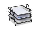 Vassoio Portadocumenti In Metallo Relaxdays, Vassoio Per Lettere A 3 Scomparti, Vassoio Da Scrivania Con Design A Rete Per Documenti A4, Nero, 35,5 X 29,5 X 27 Cm