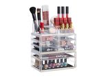 Relaxdays 2 X Organizer Per Il Trucco Trasparente/Oro