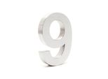 Numero Civico Wiltec 9 Numero Civico In Acciaio Inox Color Argento Con Moderno Design 3D, Altezza 20 Cm, Carattere Arial, Resistente Alla Ruggine E Agli Agenti Atmosferici, Con Materiale Di Montaggio