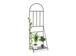 Relaxdays Mensola Per Fiori Con Traliccio, Giardino, Balcone, Terrazza, Acciaio, Supporto Per Piante, Hxlxp 200 X 70 X 40 Cm, Nero
