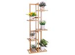 Scaffale In Legno Per Piante, Portafiori A Più Livelli 6 Ripiani, Scaffale Per Fiori A Scala Per Balcone Ristorante Caffè Decorazione, 40X20X102Cm