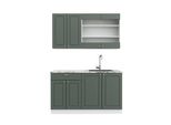 Vicco Cucina Completa Fame-Line, 140 Cm Senza Piano Di Lavoro, Verde-Oro Country House/Bianco