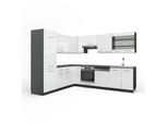 Vicco Cucina Angolare Completa Fame-Line, 227 X 287 Cm , Pt Antracite, Bianco Lucido/Antracite