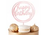 Cake Topper Di Compleanno Heppy Rosa Oro Rotondo Per Festa Di Compleanno