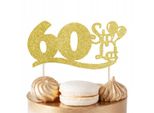 60. Topper Per Torta Di Compleanno Glitter Oro Per Festa Di Compleanno