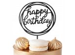Cake Topper Di Compleanno Heppy Nero Rotondo Per Festa Di Compleanno